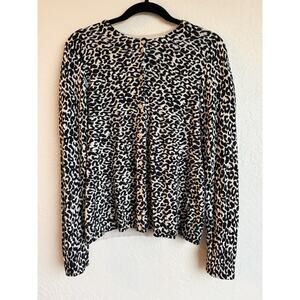 J. CREW Women's Size Medium Leopard Animal Print Cotton Caryn Cardigan Sweater